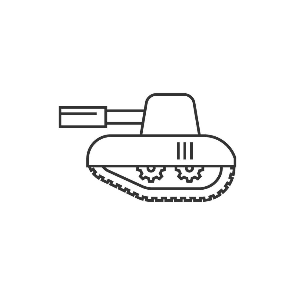 tanque icono en Delgado contorno estilo vector