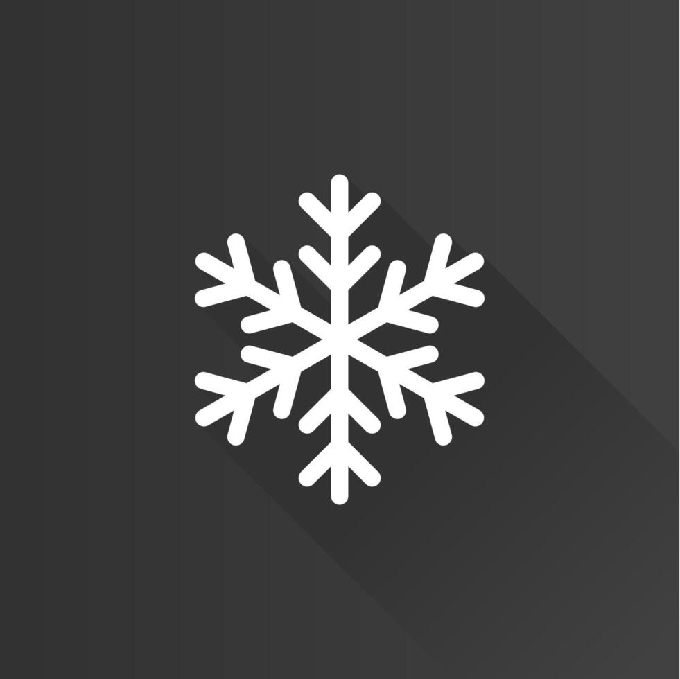 Snowflake flat color icon long shadow vector illustration