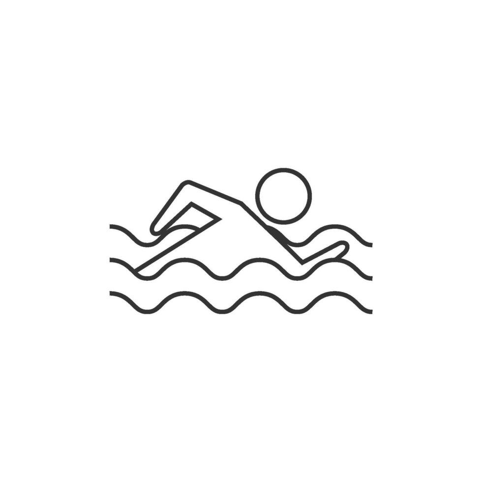 Man swimming icon in thin outline style vector