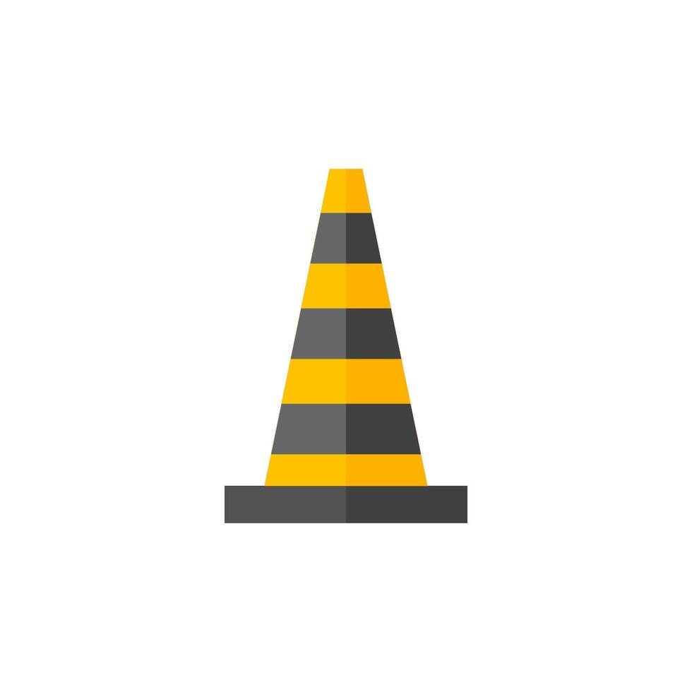 Traffic cone icon in flat color style. Road construction warning alert internet web page under construction vector