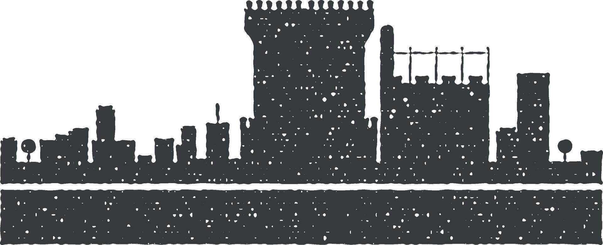 Dublin detailed skyline icon vector illustration in stamp style