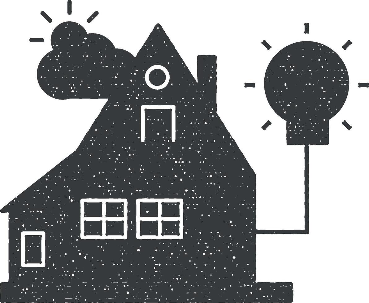 costo para electricidad en casa icono vector ilustración en sello estilo