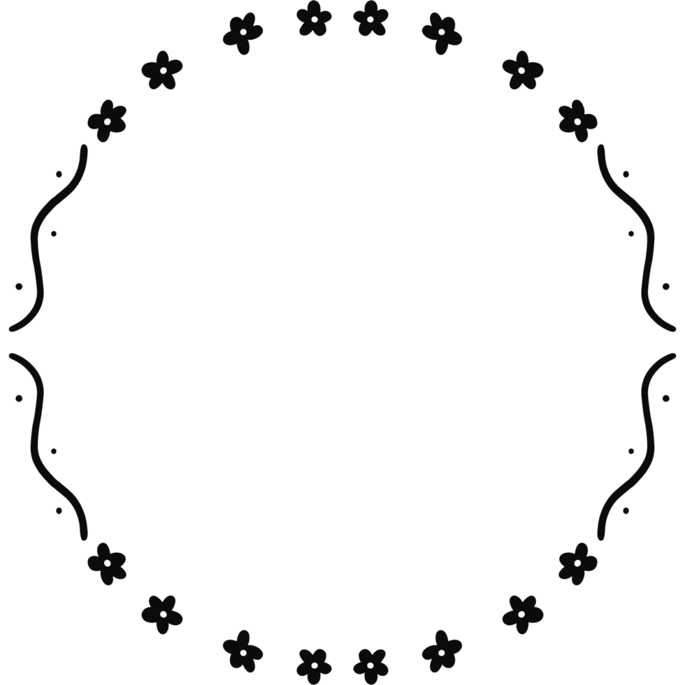 black circle frame. Wreath ring border. Isolated with transparent background png