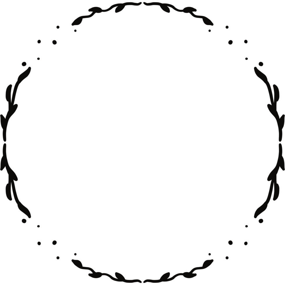 black circle frame. Wreath ring border. Isolated with transparent background png