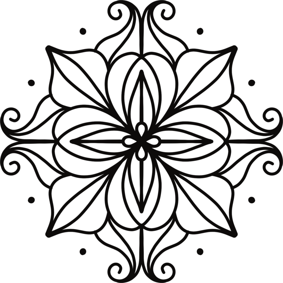 hand drawing mandala for Coloring. Circular mandala pattern on transparent background png