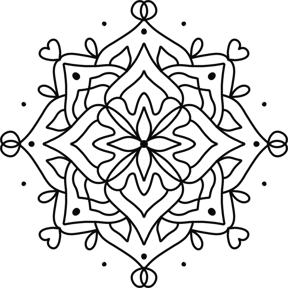 hand drawing mandala for Coloring. Circular mandala pattern on transparent background png