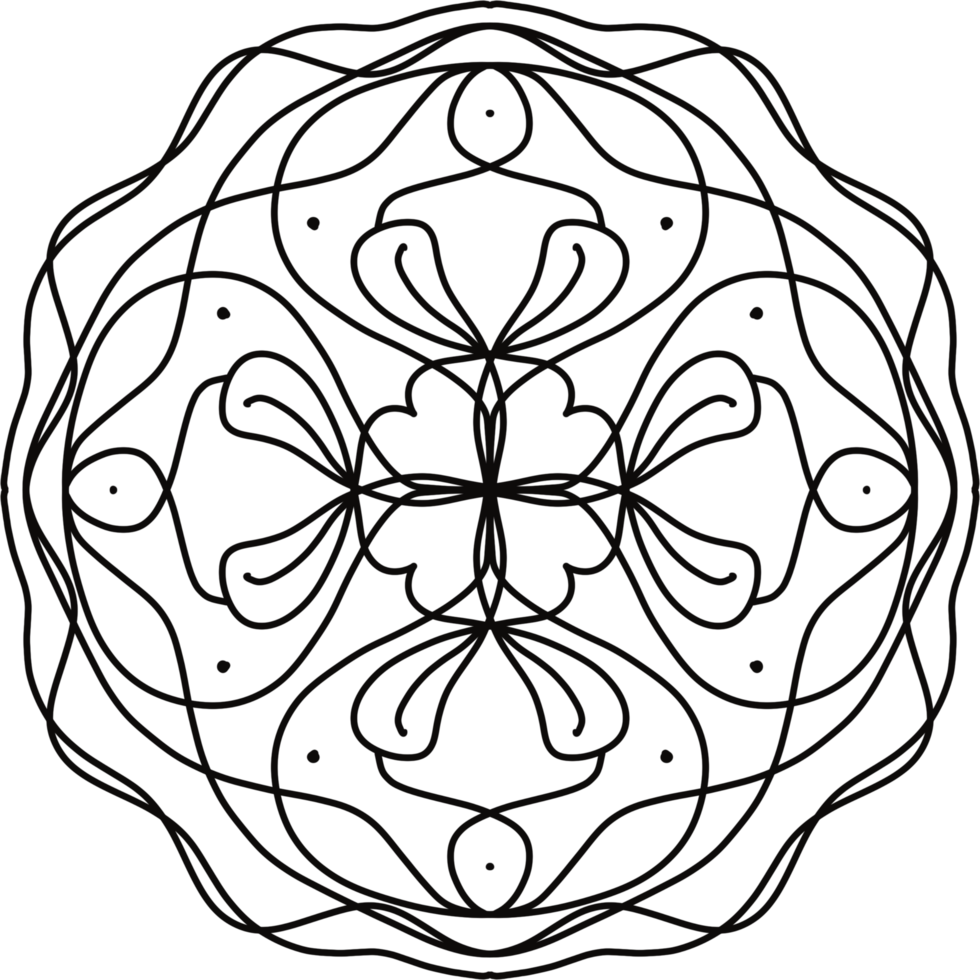 hand drawing mandala for Coloring. Circular mandala pattern on transparent background png