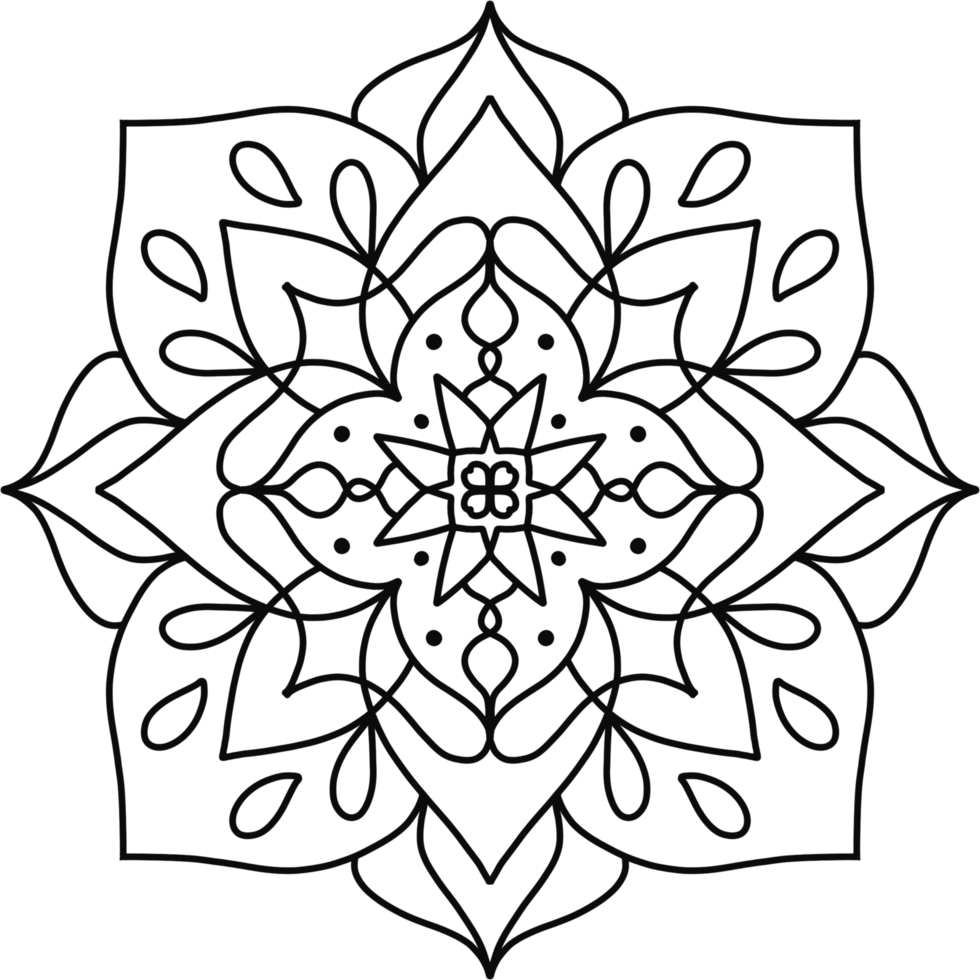 hand drawing mandala for Coloring. Circular mandala pattern on transparent background png