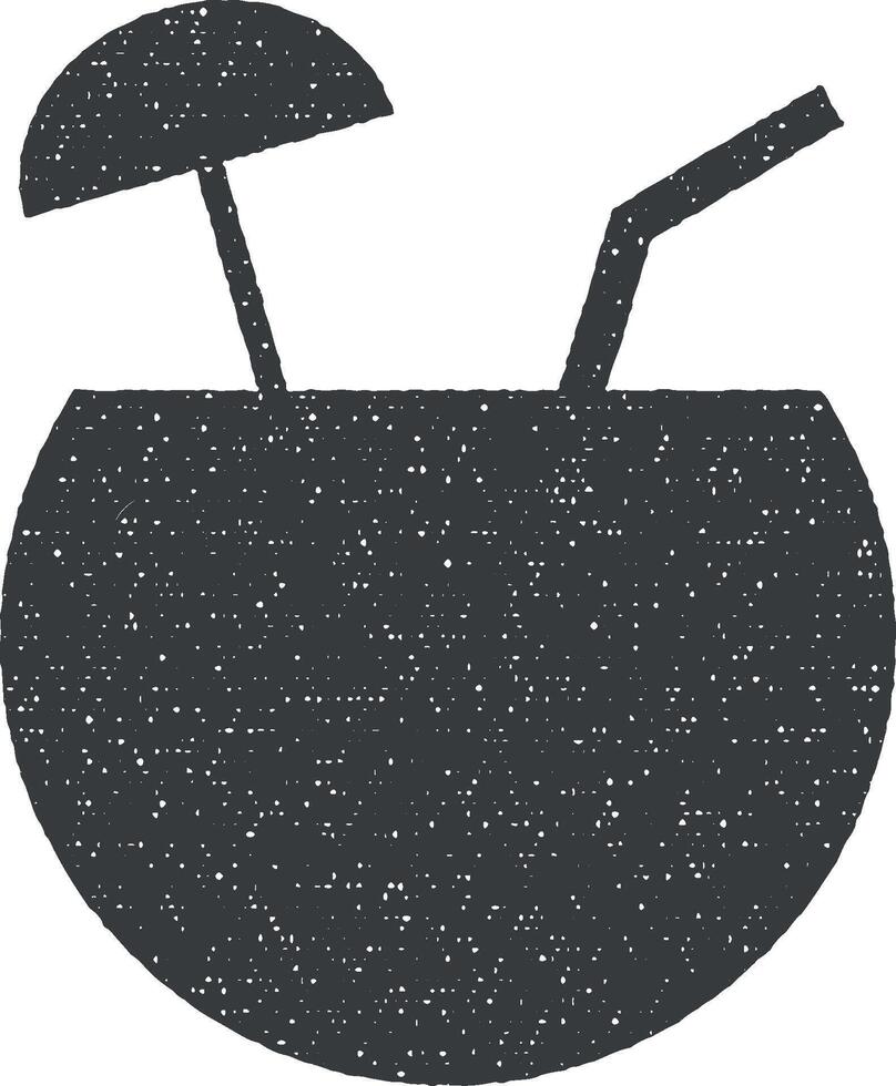 tropical cocktail icon vector illustration in stamp style
