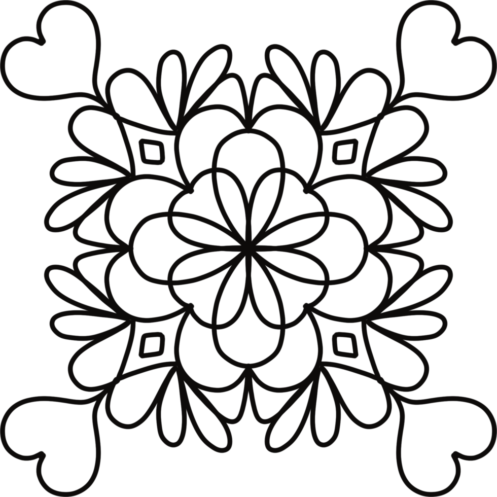 hand drawing mandala for Coloring. Circular mandala pattern on transparent background png