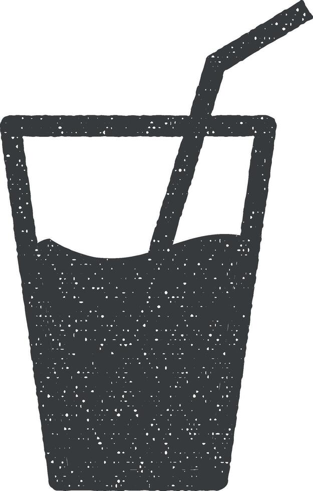 juice in a glass icon vector illustration in stamp style