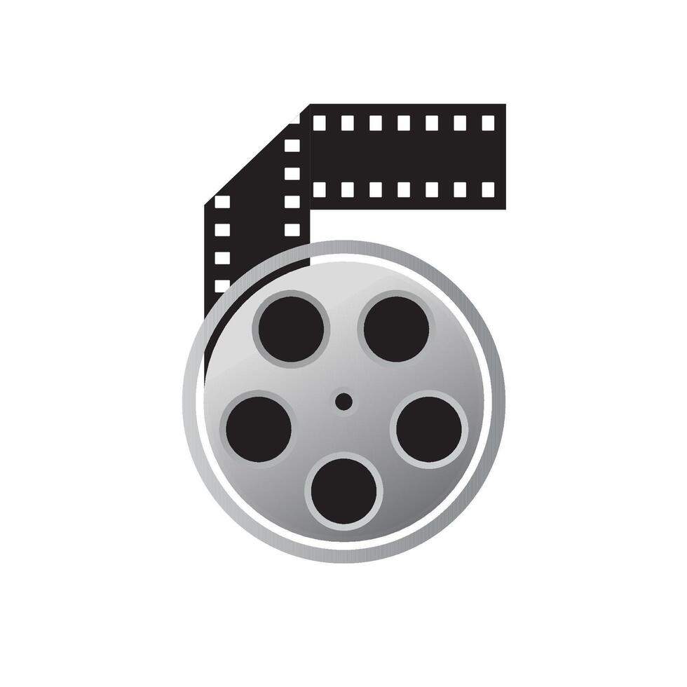 Cinema movie reel icon in color. vector