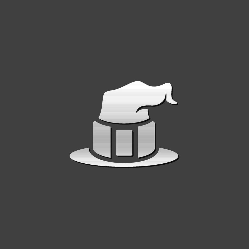 Witch hat icon in metallic grey color style.Sorcerer Halloween magic vector