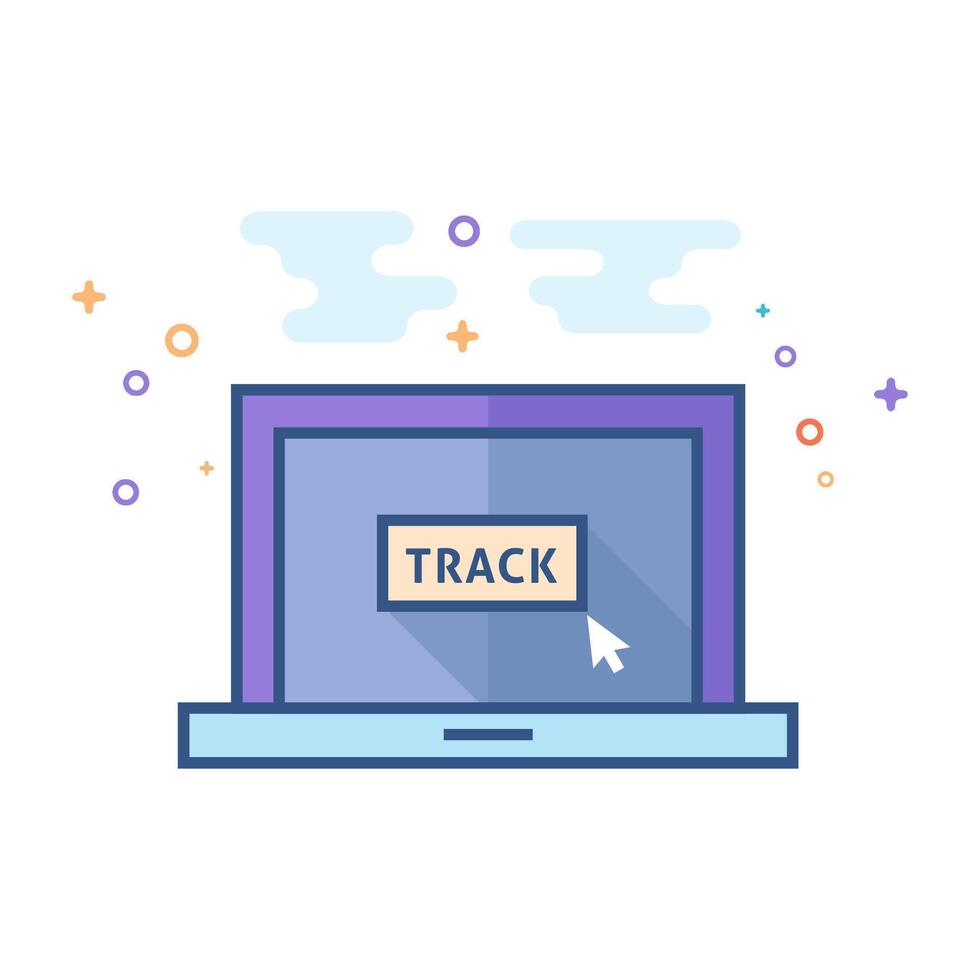 Tracking monitor icon flat color style vector illustration