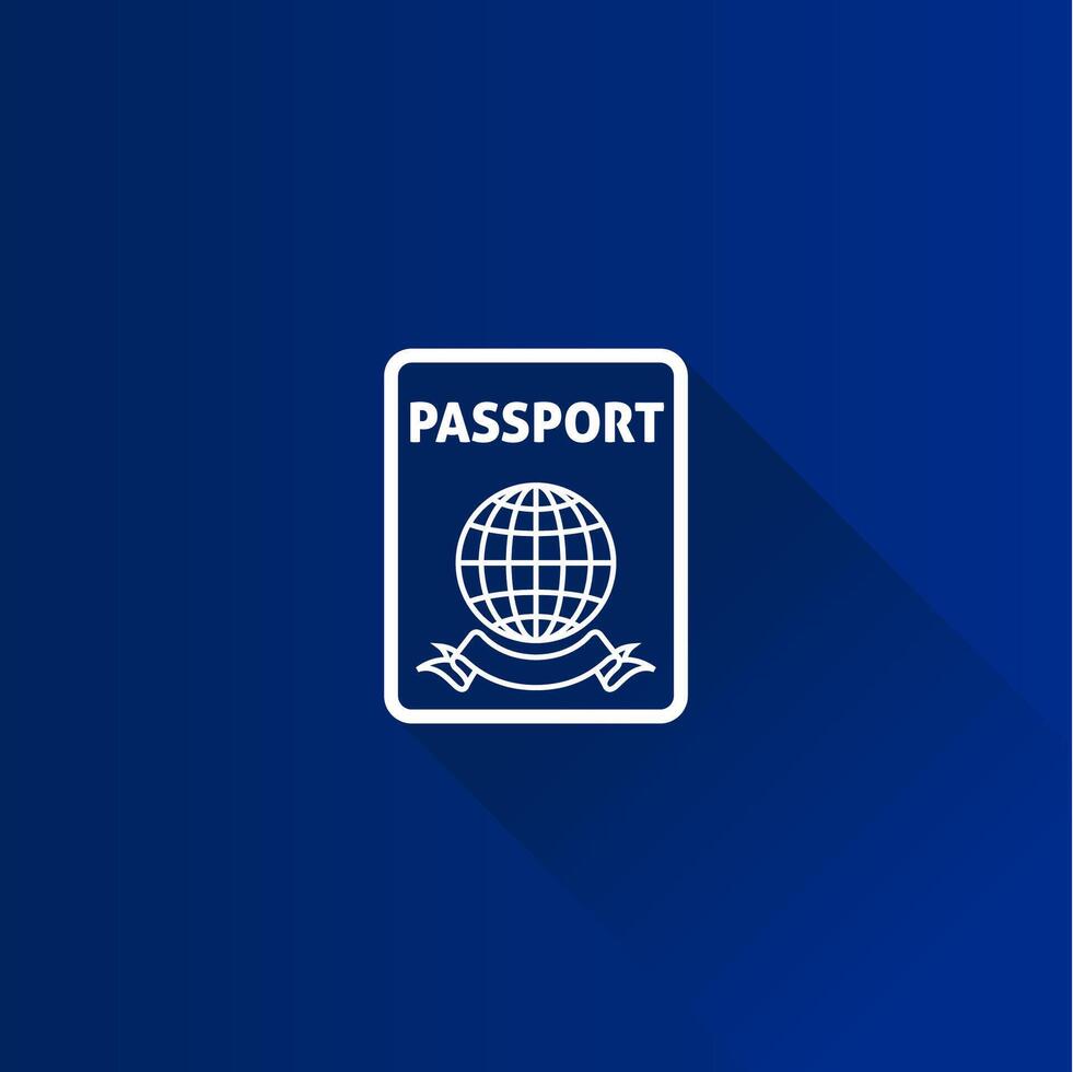 pasaporte plano color icono largo sombra vector ilustración