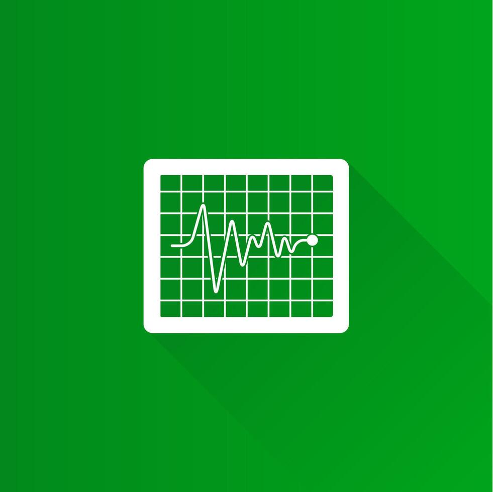 Heart rate monitor flat color icon long shadow vector illustration