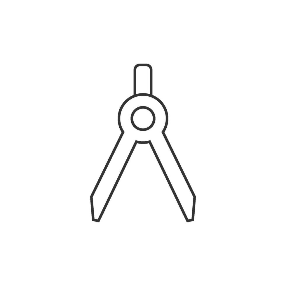 Drawing compass icon in thin outline style vector