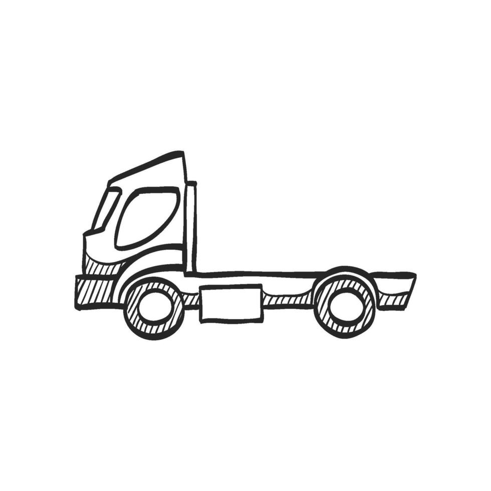 Hand drawn sketch icon container truck vector