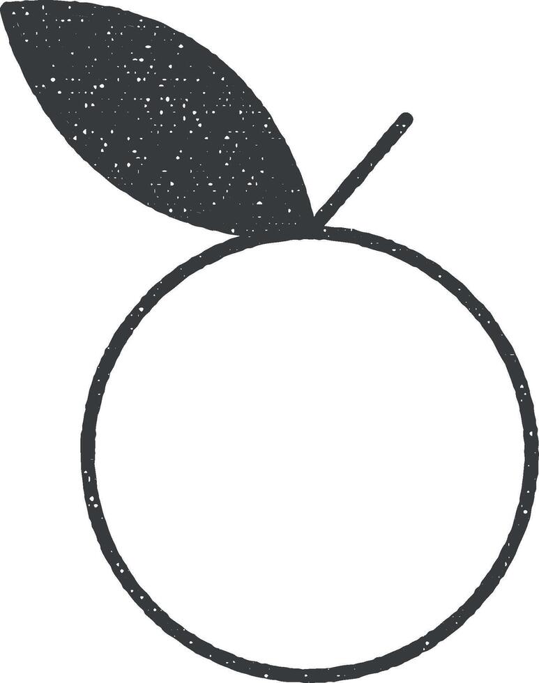 manzana con hojas icono vector ilustración en sello estilo