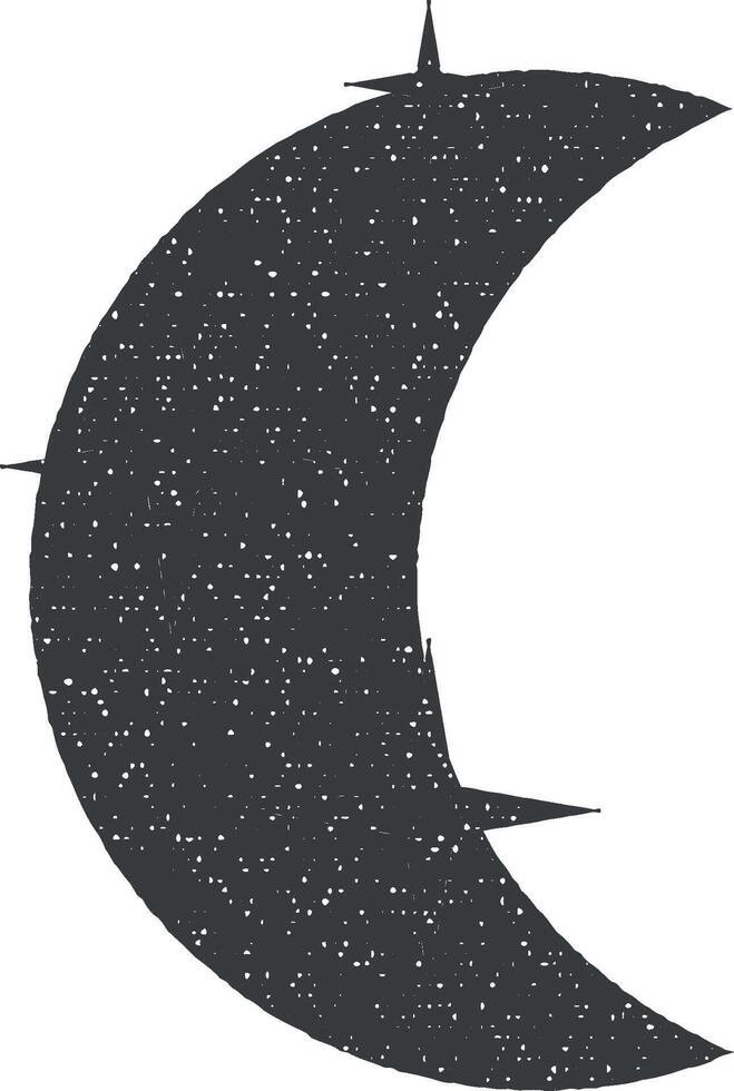 moon and stars icon vector illustration in stamp style