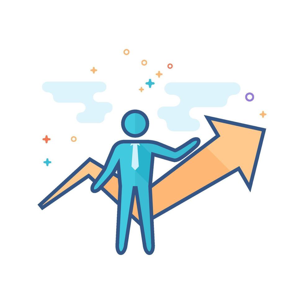 Businessman chart icon flat color style vector illustration