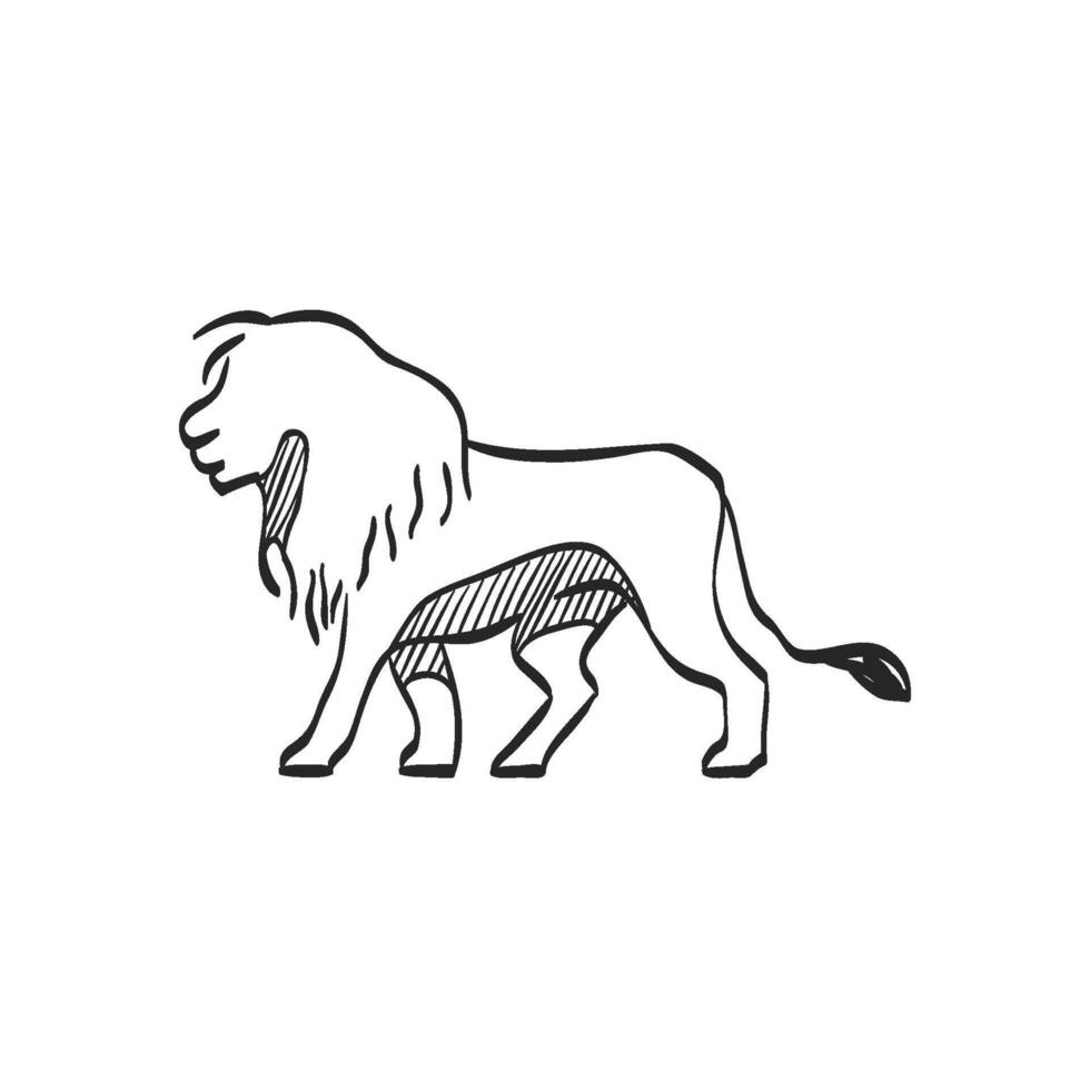 mano dibujado bosquejo icono león vector