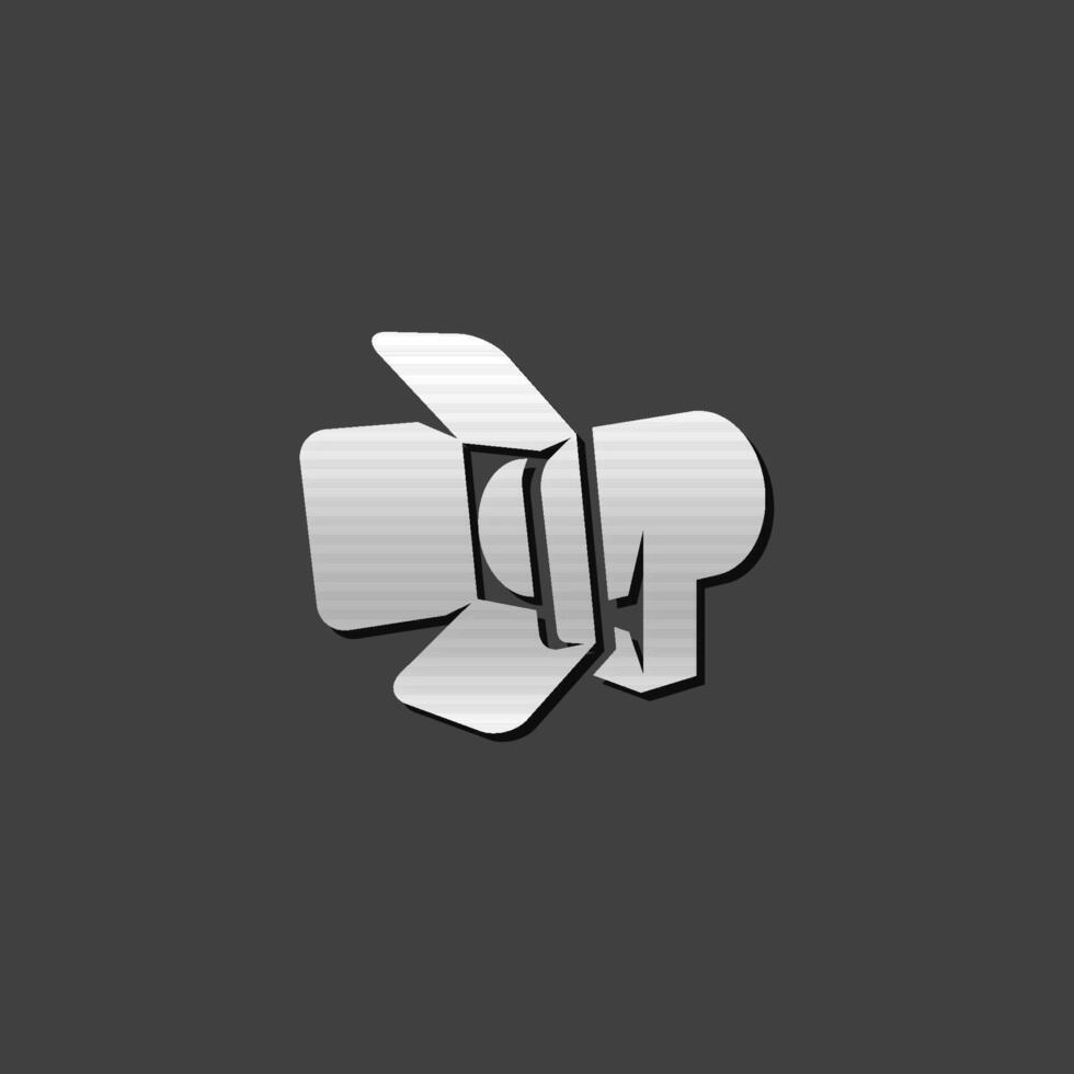Studio lighting icon in metallic grey color style.Photography instrument lamp vector