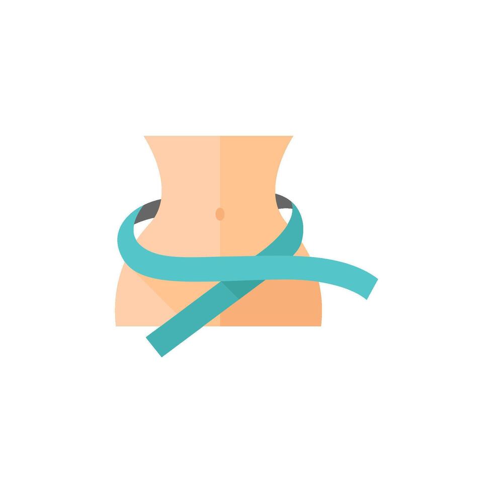 Measure tape icon in flat color style. Body woman girl fashion beauty diet healthy lifestyle vector