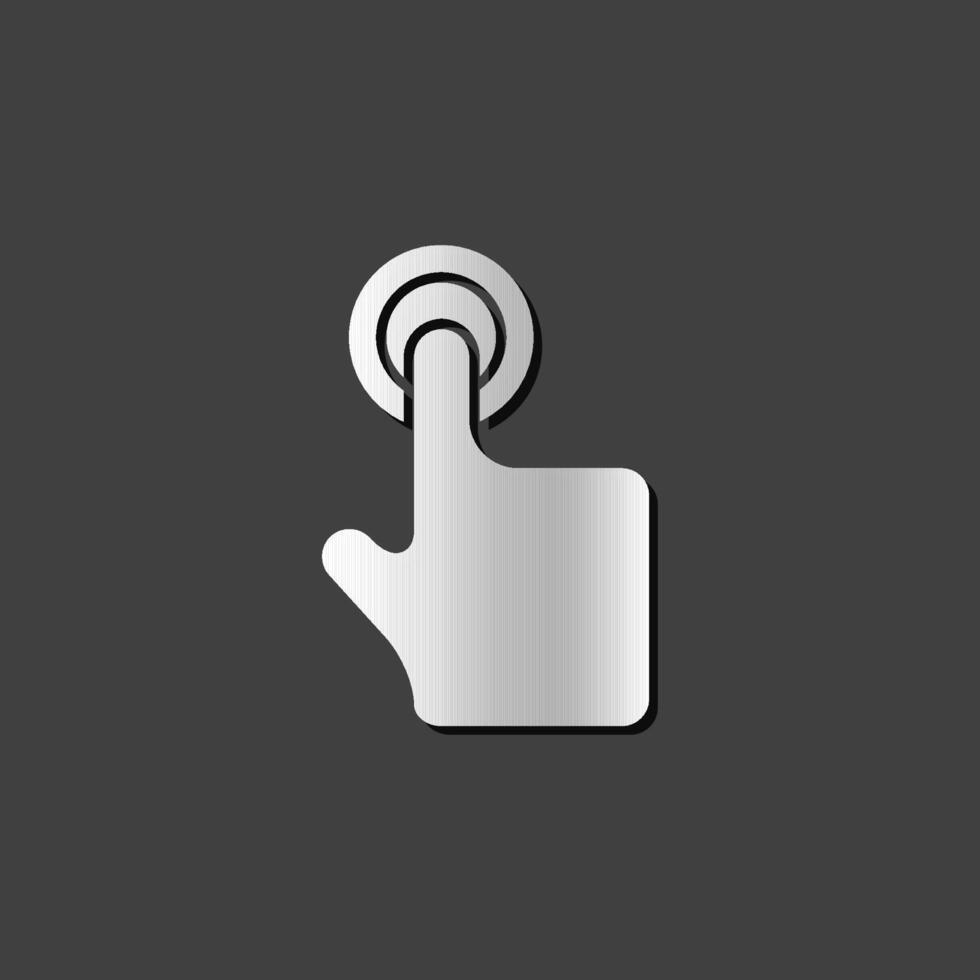 Finger gesture icon in metallic grey color style.Gadget touch pad smart phone laptop vector