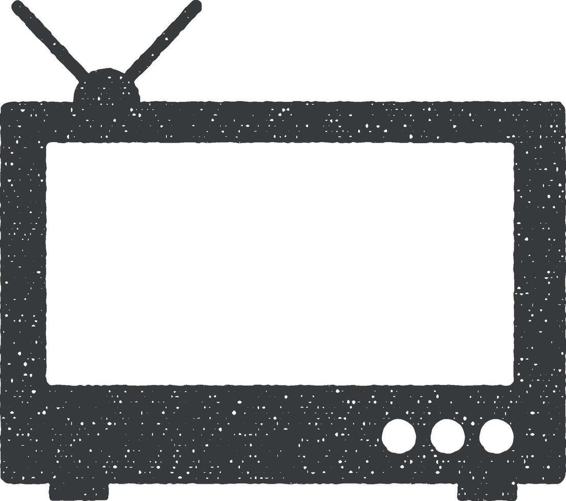 old TV vector icon illustration with stamp effect