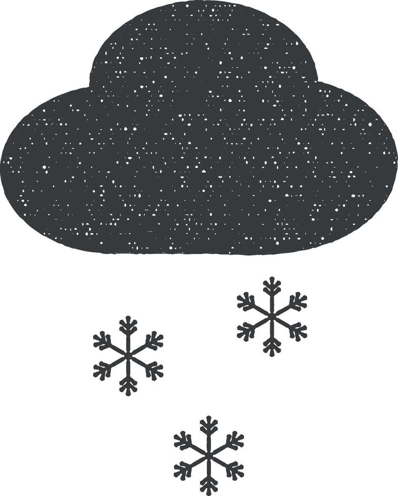 nieve nube icono vector ilustración en sello estilo