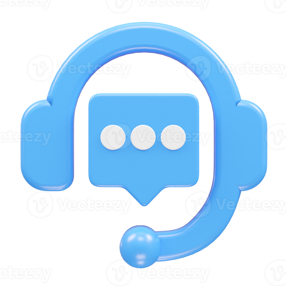 Customer support icon hotline 3d rendering illustration element png