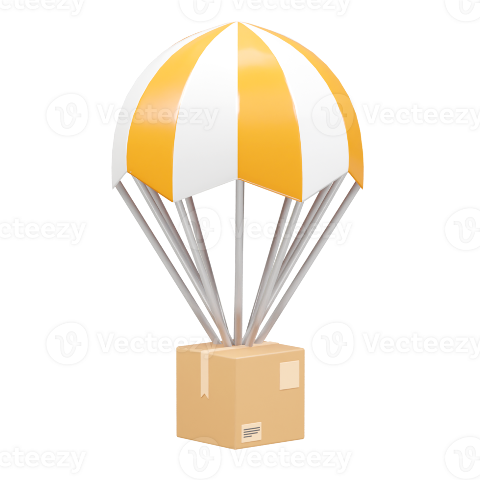 Parachute icon 3d illustration 3d rendering element png