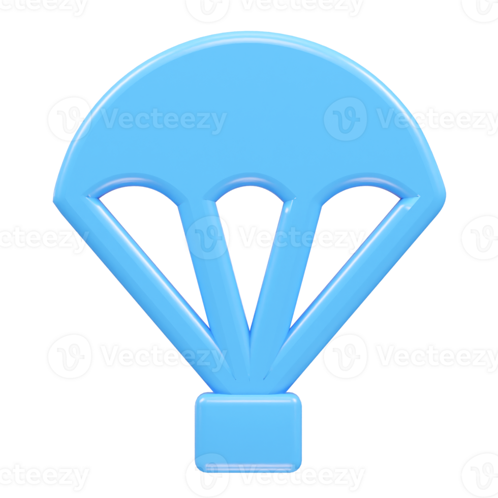 Parachute icon 3d illustration 3d rendering element png