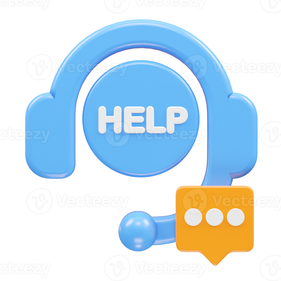 Customer support icon hotline 3d rendering illustration element png