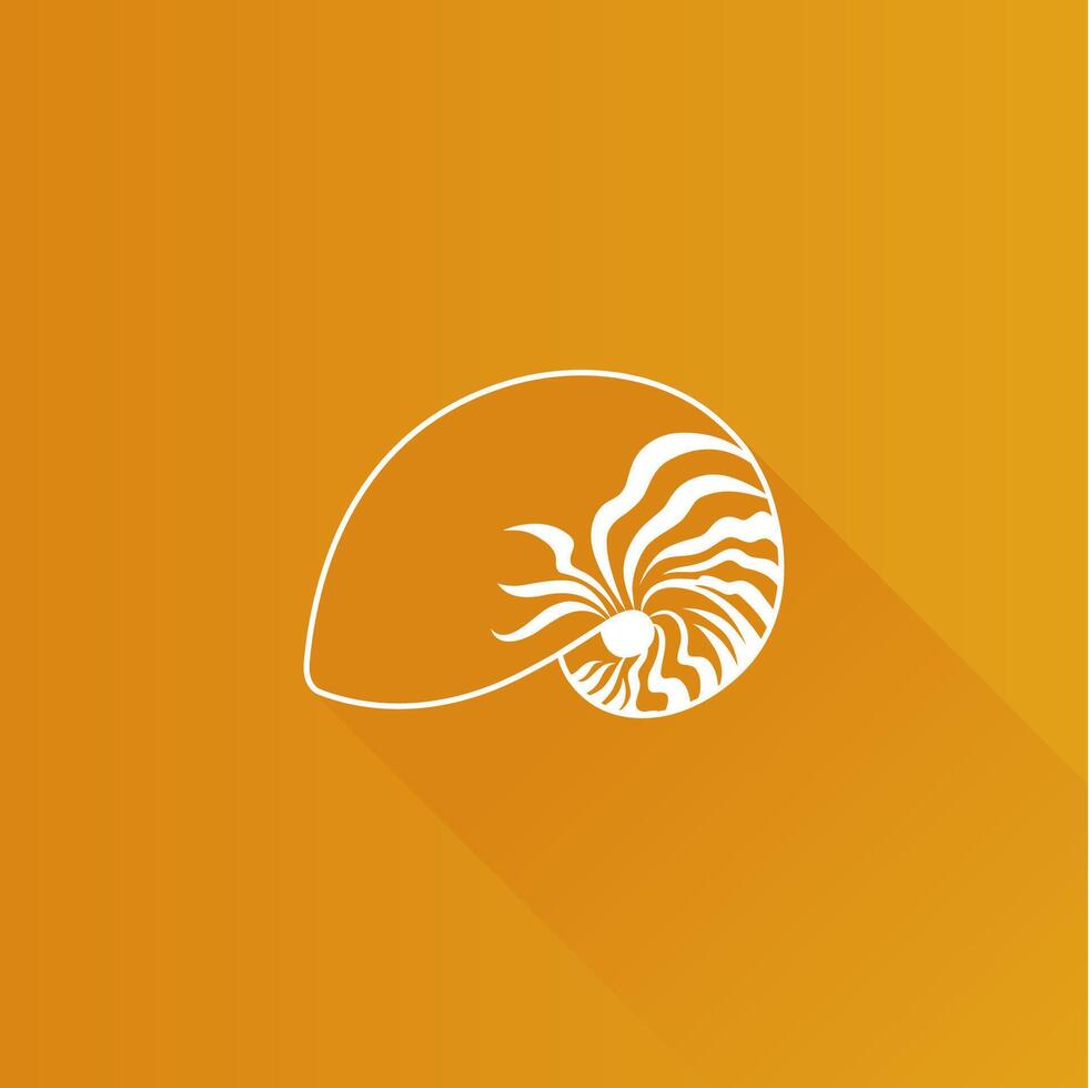 Nautilus flat color icon long shadow vector illustration