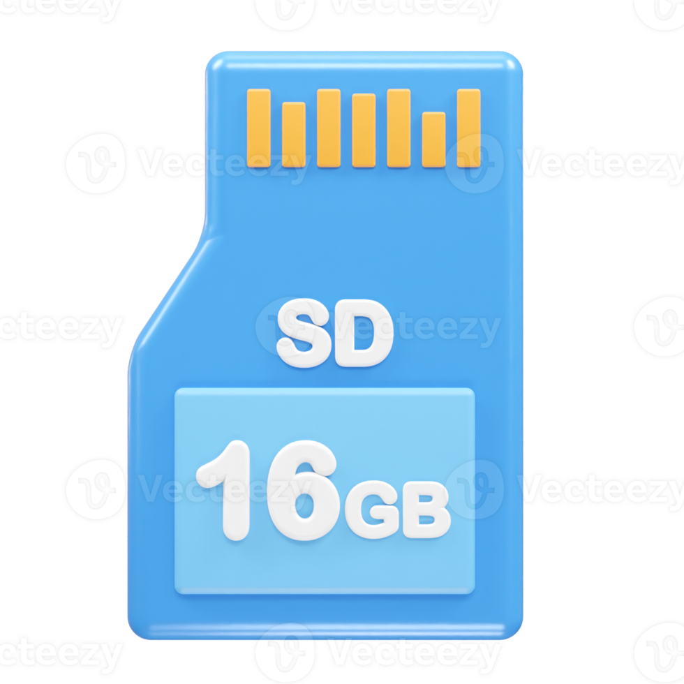 Sd card 16gb icon 3d illustration rendering element png