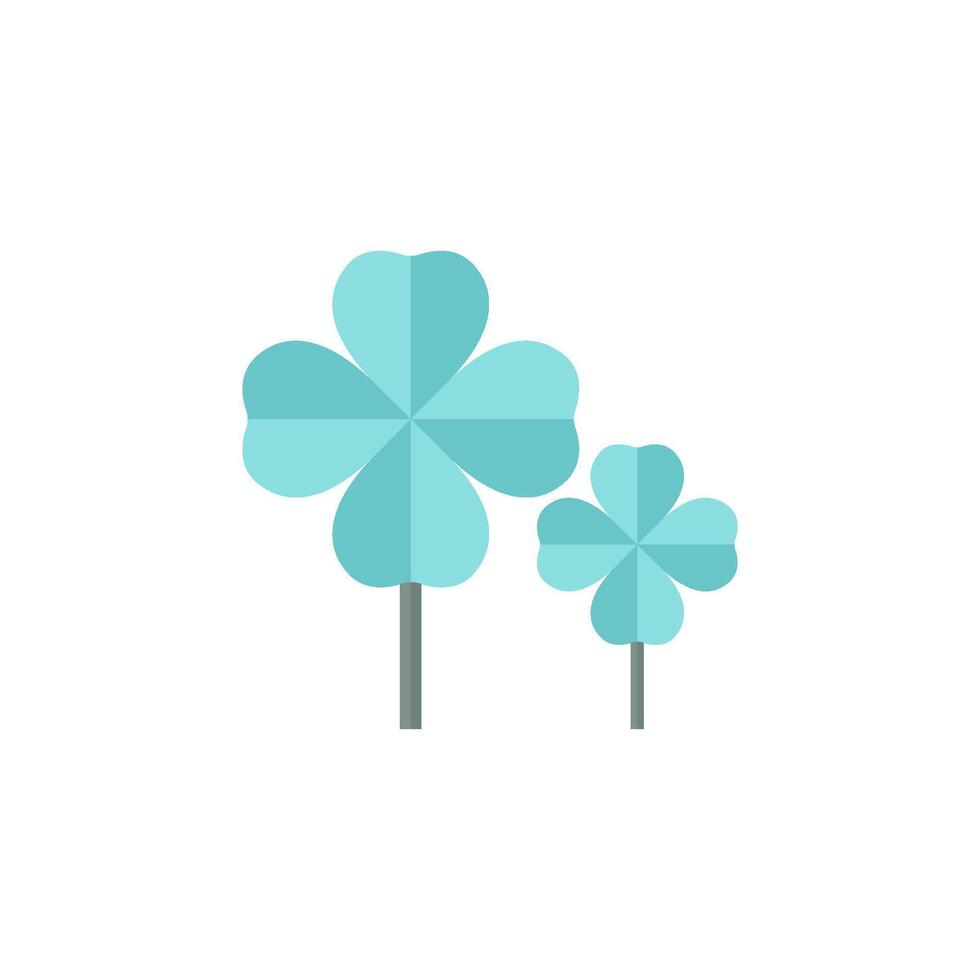 Clover icon in flat color style. Nature plant green saint Patrick symbol vector