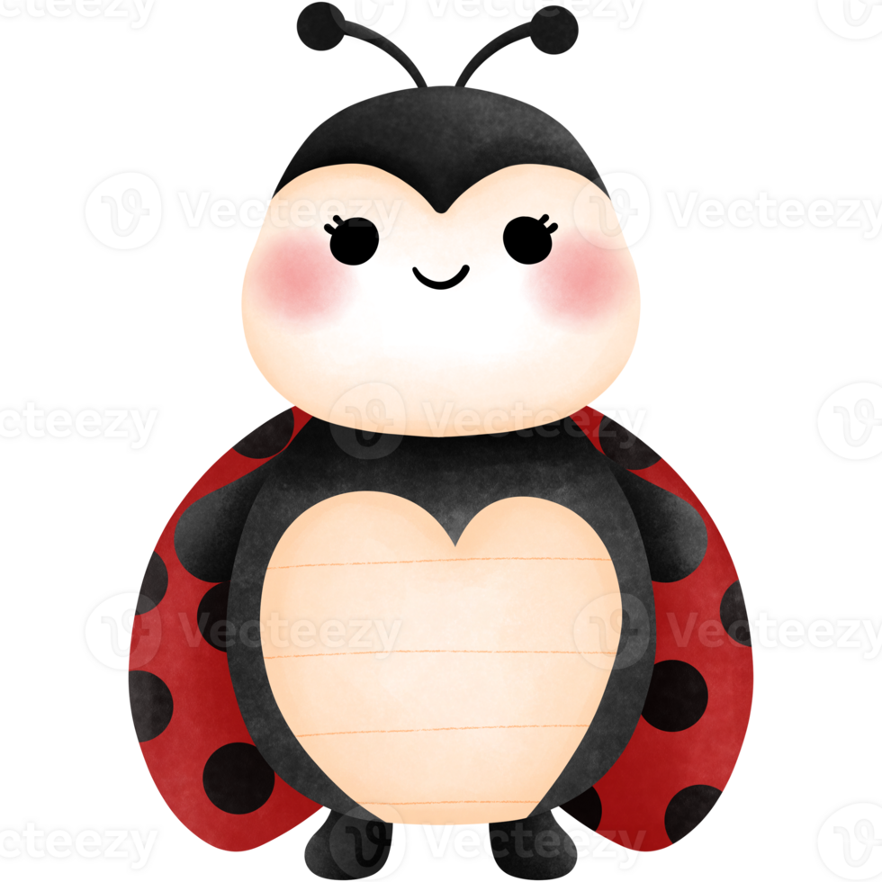 Adorable ladybug watercolor clipart. Vibrant illustration of a ladybird for nursery decoration. png