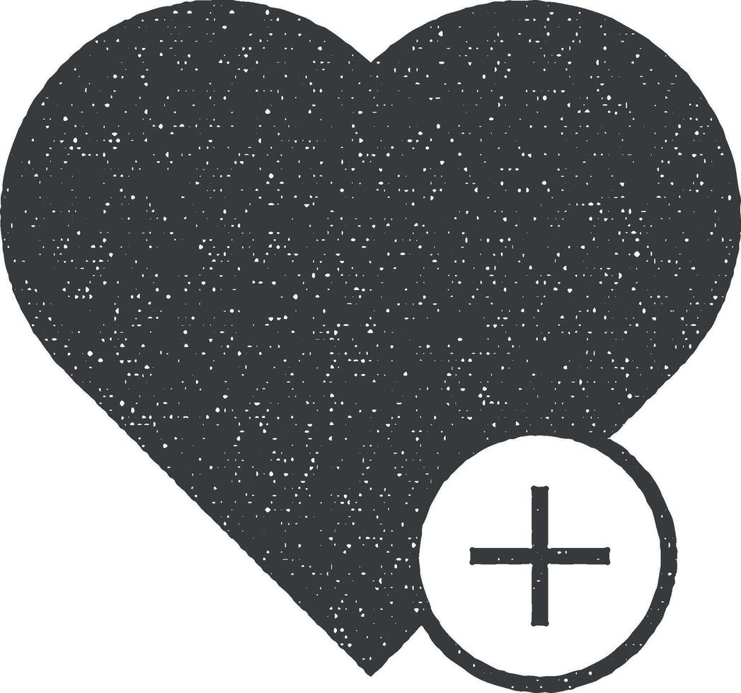 heart plus vector icon illustration with stamp effect