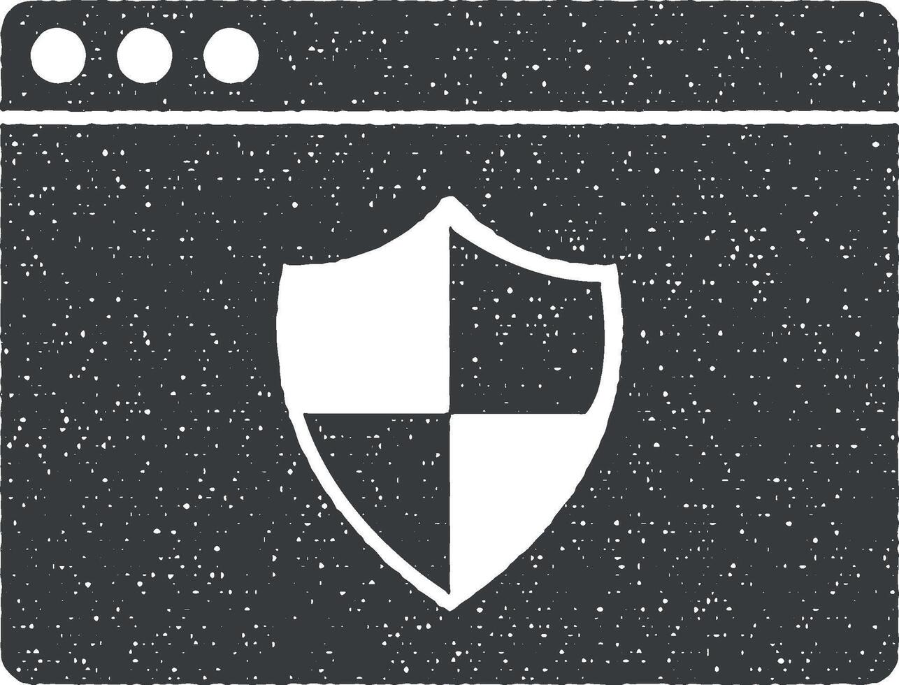 protection browser vector icon illustration with stamp effect