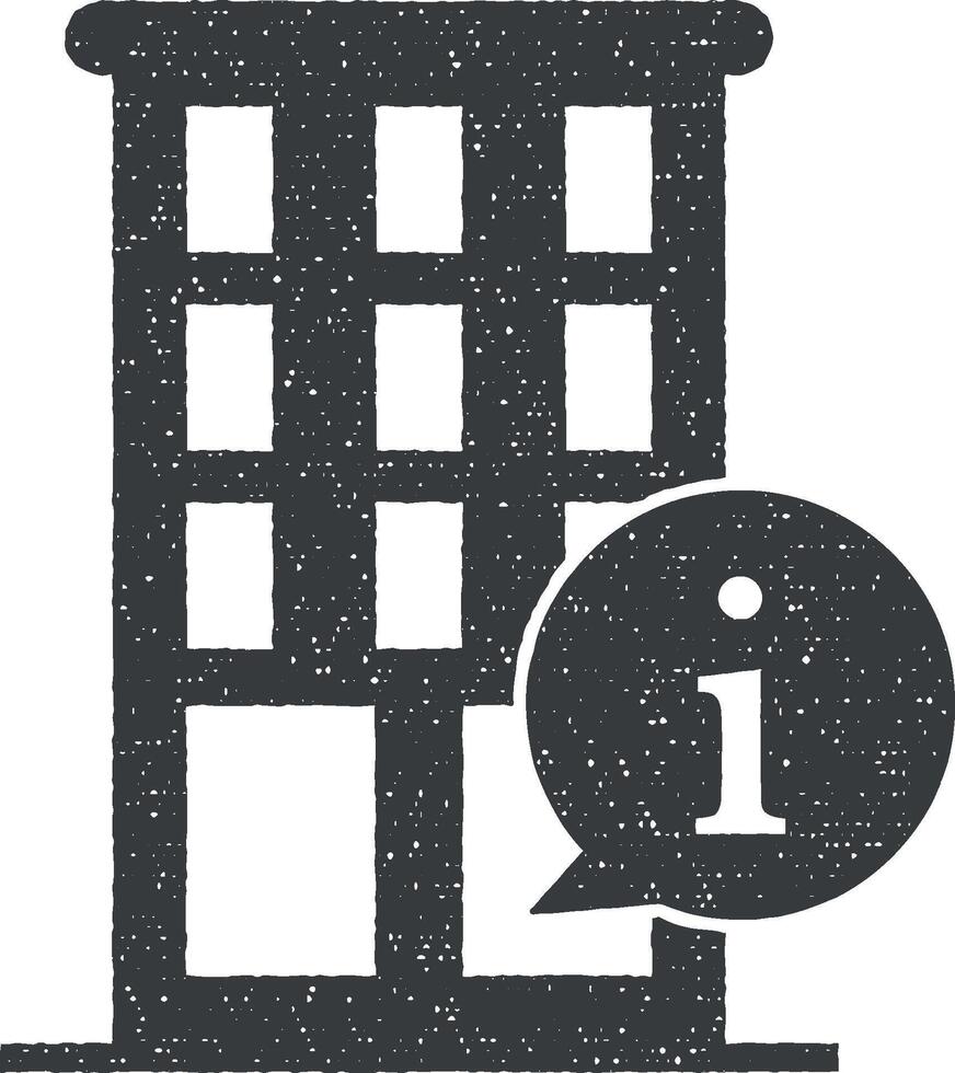 building, information vector icon illustration with stamp effect