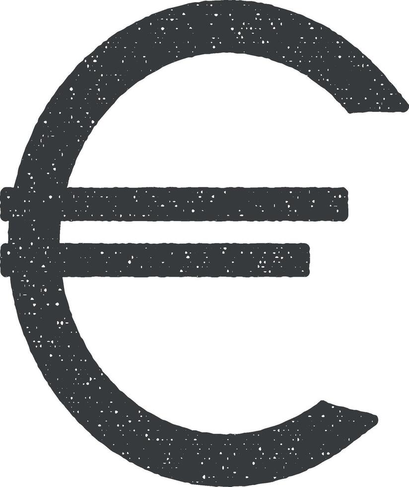 euro sign vector icon illustration with stamp effect