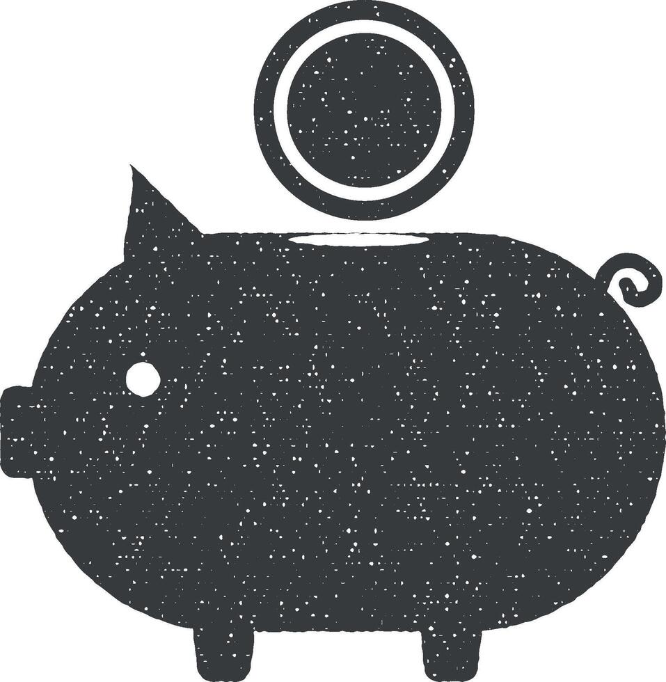 dinero cerdo vector icono ilustración con sello efecto