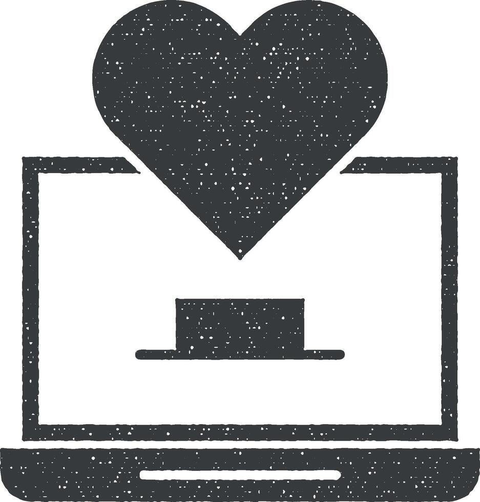 Charity, computer vector icon illustration with stamp effect