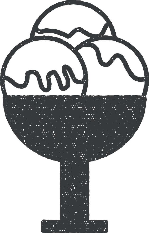 ice-cream in a glass icon vector illustration in stamp style