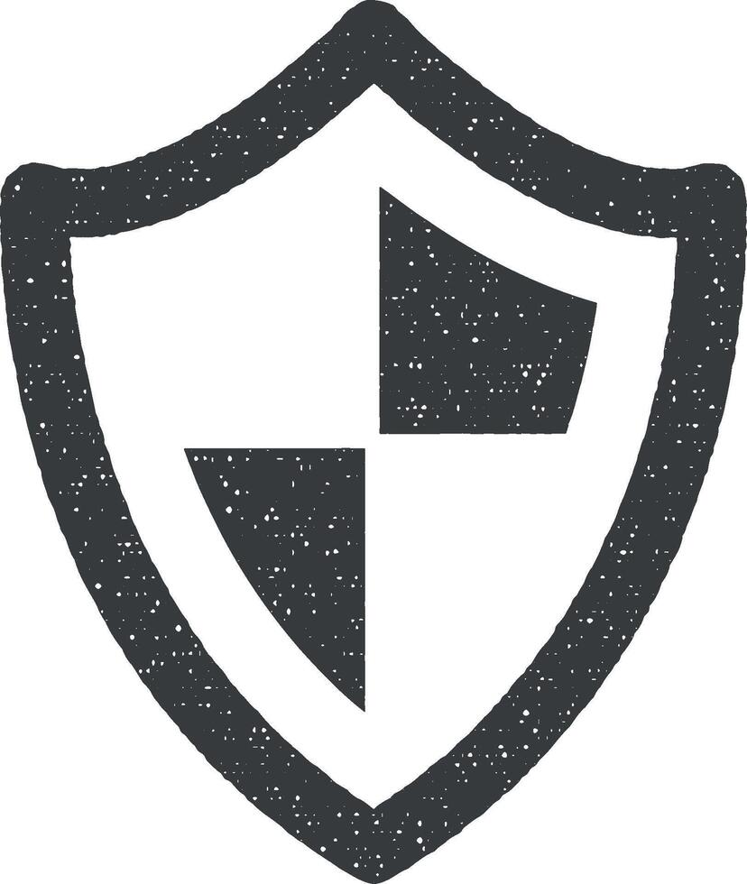 shield, security vector icon illustration with stamp effect