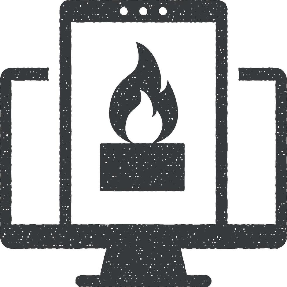 Firewall protected, internet, internet security, network protection, secure server site vector icon illustration with stamp effect