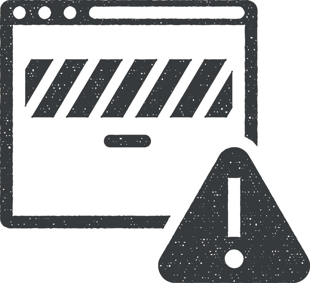 Error page, under construction banner, website alert, website under construction, work in progress vector icon illustration with stamp effect