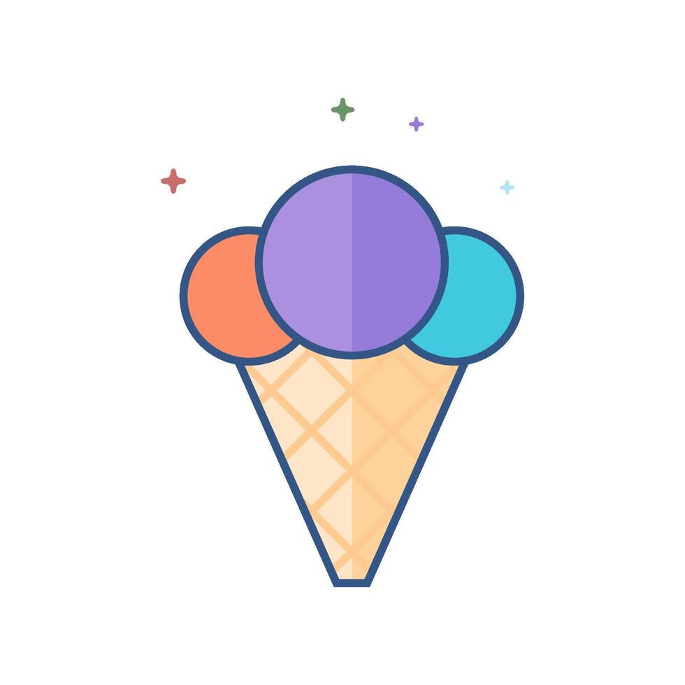 Ice cream icon flat color style vector illustration
